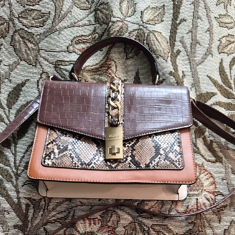 ALDO Multi-Tone Croc and Snake Satchel